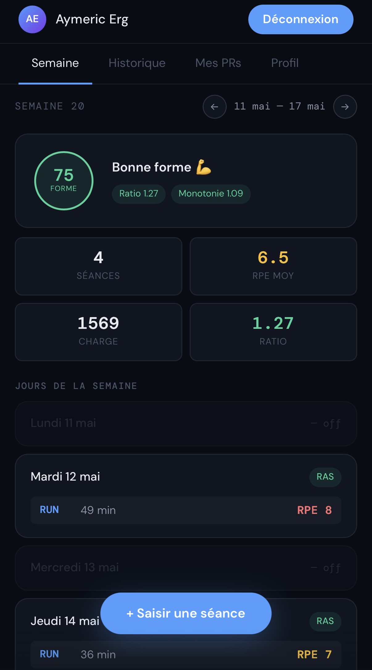 Vue athlète